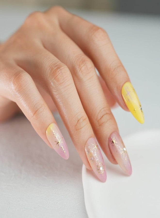 Pretty Diva PrettyDiva Star Nail Stickers - 3D Glitter Shiny Gold Cross Star Nail Stickers, Four-Pointed Star Self-Adhesive Nail Art Stickers Decals with Rhinestone DIY Nail Decals (Gold) - Image 3