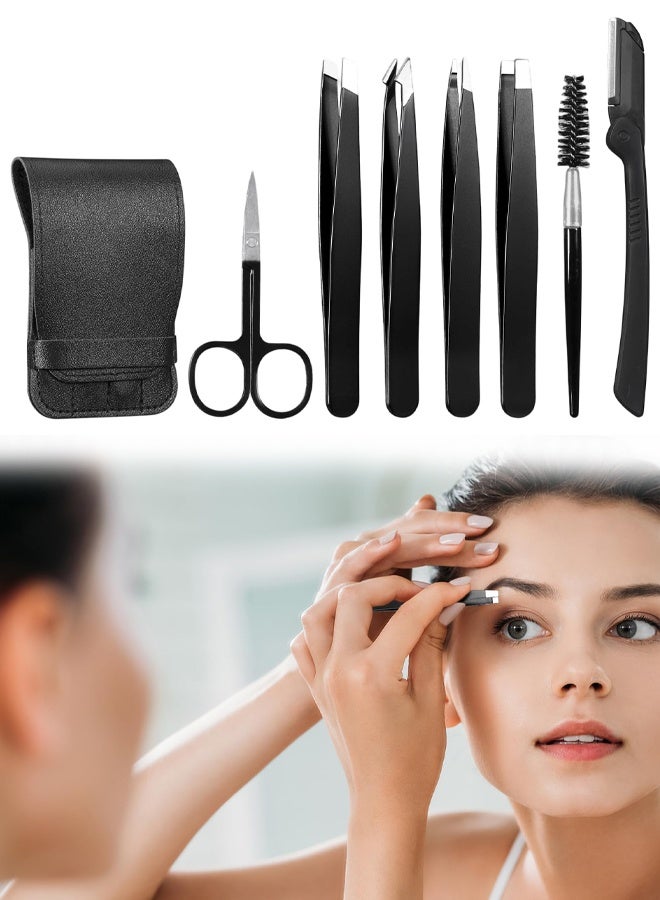 7 PCS Professional Eyebrow Tweezers, Perfect Precision Eyebrow Tweezers, Facial Hair Removal Tweezers High Quality For Men and Women - Image 1