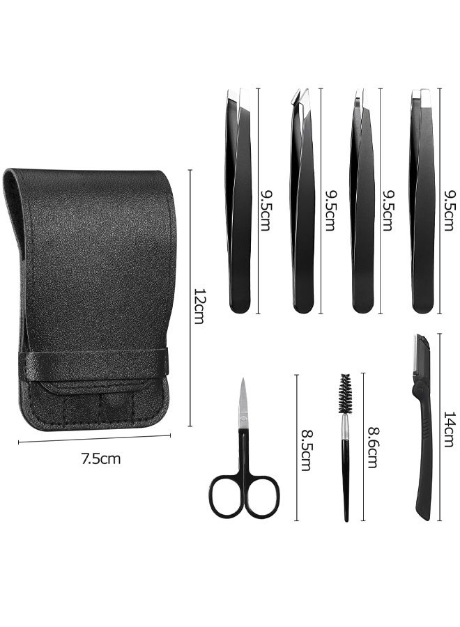 7 PCS Professional Eyebrow Tweezers, Perfect Precision Eyebrow Tweezers, Facial Hair Removal Tweezers High Quality For Men and Women - Image 2