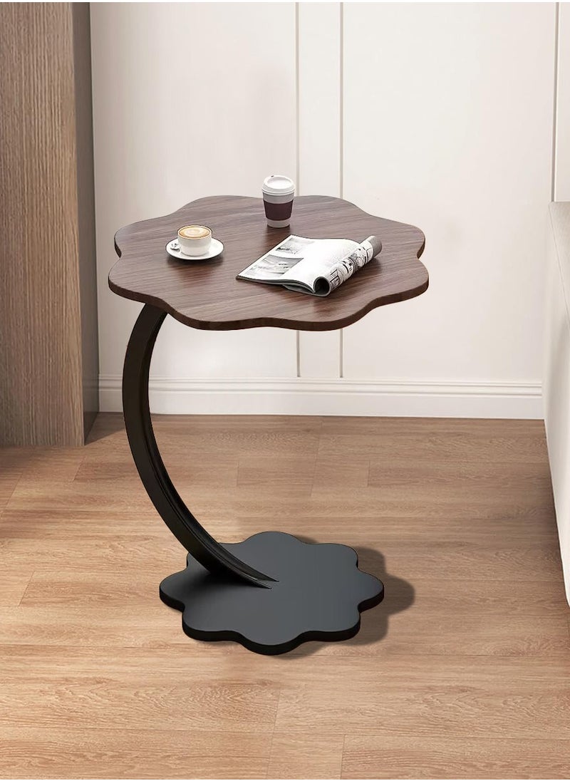 XiuWoo - Flower Shaped Nordic Style C Shaped End Table Snack Side Table Wood-based Panel Table end Edge Sofa Table Modern Minimalist Sofa Coffee Laptop Table for Living Room Bedroom Office Balcony - Image 1