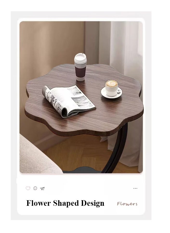 XiuWoo - Flower Shaped Nordic Style C Shaped End Table Snack Side Table Wood-based Panel Table end Edge Sofa Table Modern Minimalist Sofa Coffee Laptop Table for Living Room Bedroom Office Balcony - Image 1