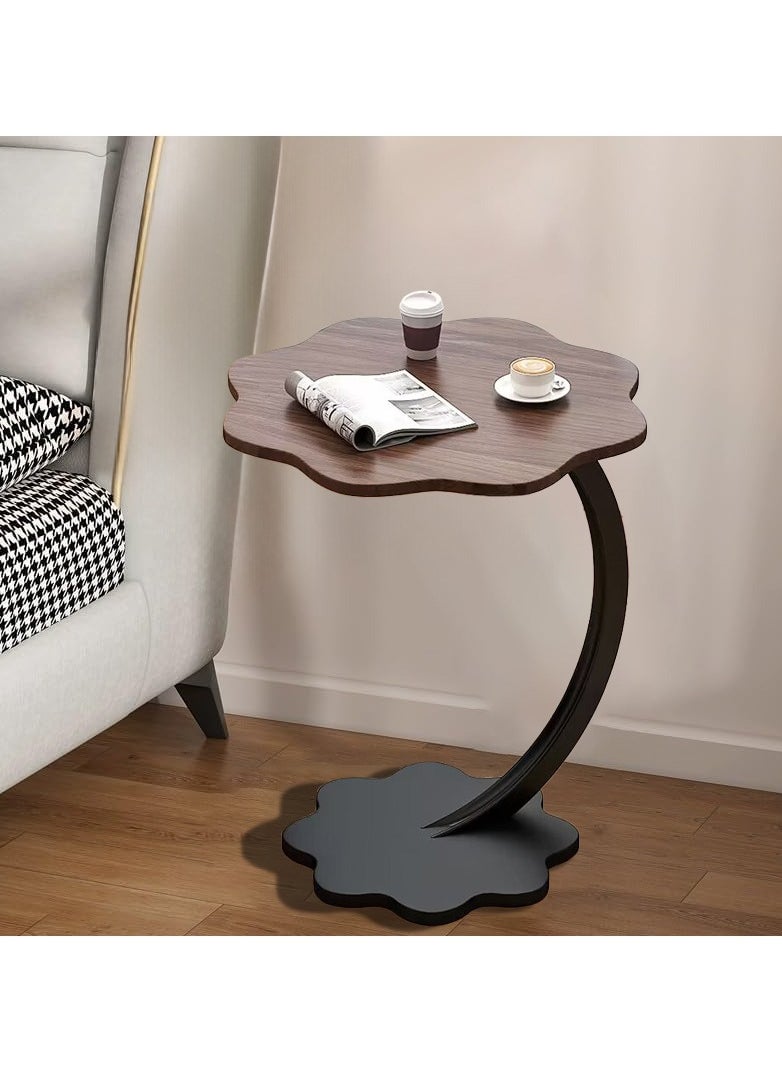 XiuWoo - Flower Shaped Nordic Style C Shaped End Table Snack Side Table Wood-based Panel Table end Edge Sofa Table Modern Minimalist Sofa Coffee Laptop Table for Living Room Bedroom Office Balcony - Image 1