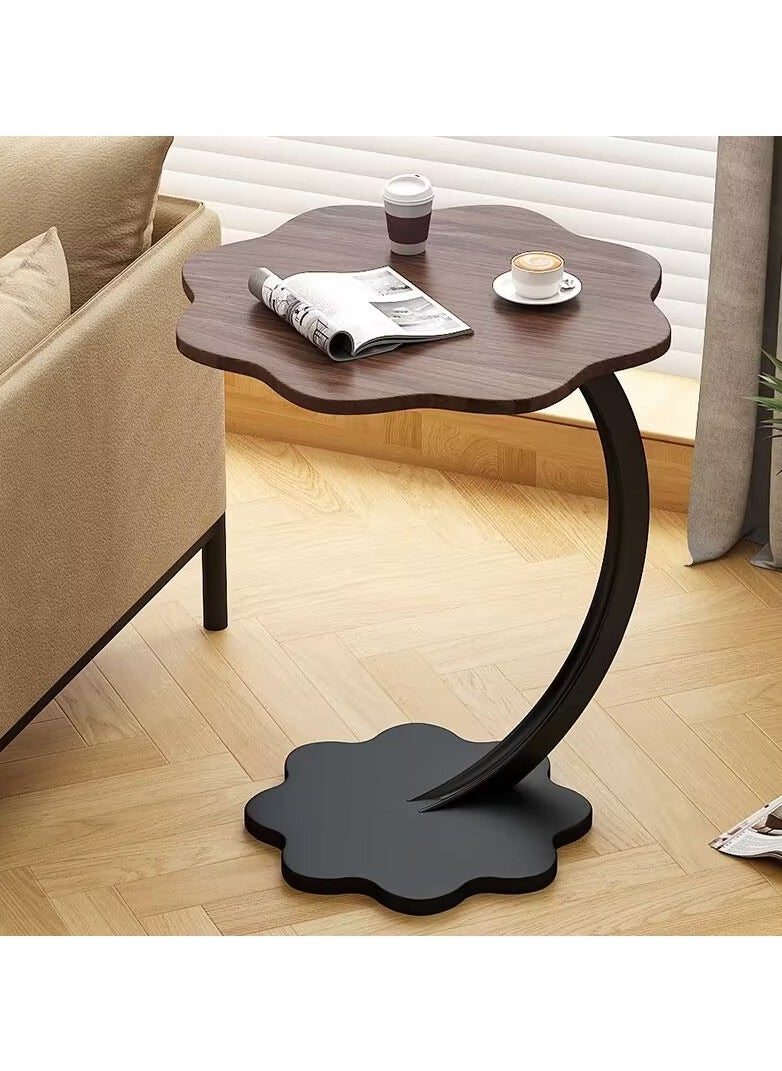XiuWoo - Flower Shaped Nordic Style C Shaped End Table Snack Side Table Wood-based Panel Table end Edge Sofa Table Modern Minimalist Sofa Coffee Laptop Table for Living Room Bedroom Office Balcony - Image 1