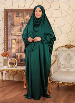 Zmurud Practical plain silky satin prayer dress with headscarf from zmurud fashion - French  - Image 3