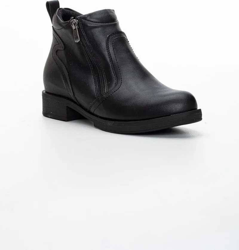 Dilimler Ayakkabı Slices Shoes Zippered Black Skin Women's Boots