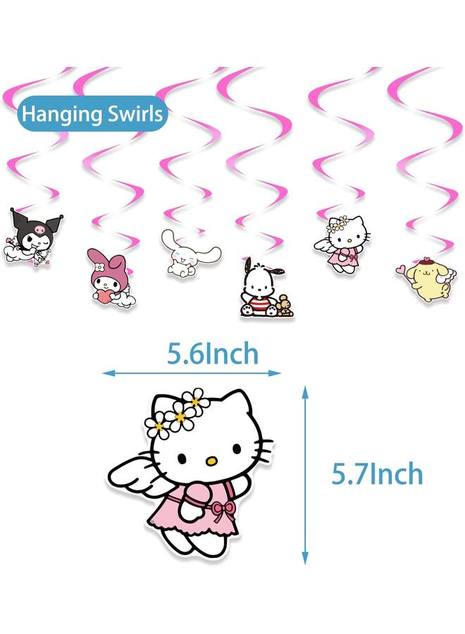 الأزرق جي دبليو زينة حفلات أعياد الميلاد للقطط والأصدقاء من كاواي تشمل شعار عيد ميلاد سعيد، وقمة الكيك، وبالونات، وقمة الكب كيك - Image 4