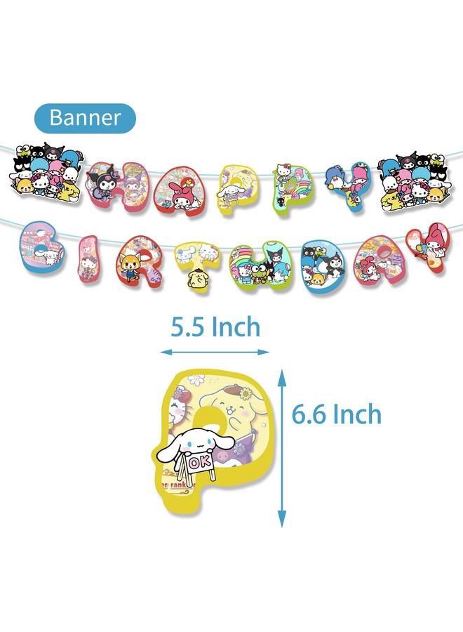 الأزرق جي دبليو زينة حفلات أعياد الميلاد للقطط والأصدقاء من كاواي تشمل شعار عيد ميلاد سعيد، وقمة الكيك، وبالونات، وقمة الكب كيك - Image 5