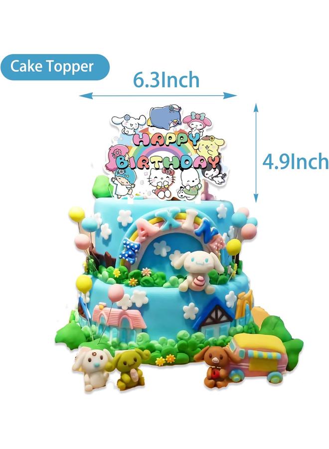 الأزرق جي دبليو زينة حفلات أعياد الميلاد للقطط والأصدقاء من كاواي تشمل شعار عيد ميلاد سعيد، وقمة الكيك، وبالونات، وقمة الكب كيك - Image 3