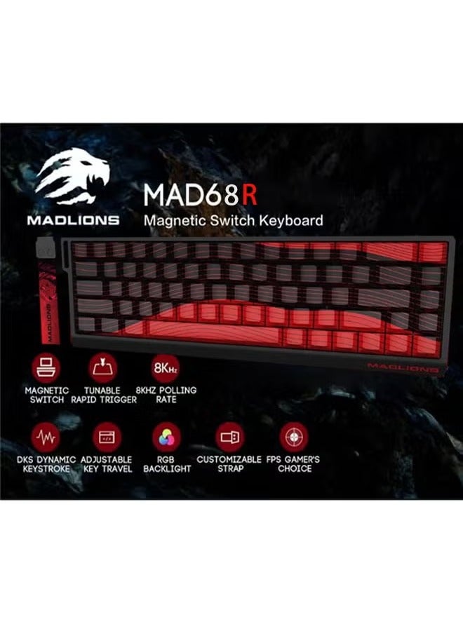 MADLIONS MAD 68 R Keyboard Gaming Magnetic Switch RGB 8K hz Hot Swap Hall Effect Quick Trigger Adjustable Actuation Ultra Fast 65% RT Mechanical Gaming Keyboard with Side Printed Keycaps Customisation Software PC Gamer Accessory Gift (Black Red) - Image 2