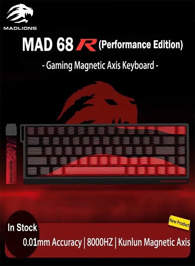 MADLIONS MAD 68 R Keyboard Gaming Magnetic Switch RGB 8K hz Hot Swap Hall Effect Quick Trigger Adjustable Actuation Ultra Fast 65% RT Mechanical Gaming Keyboard with Side Printed Keycaps Customisation Software PC Gamer Accessory Gift (Black Red) - Image 1