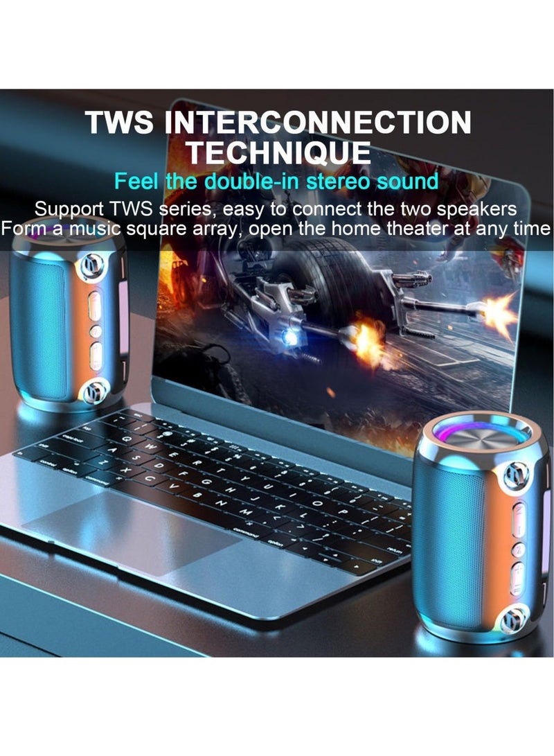 Captaintech Wireless Bluetooth Speaker, Portable Waterproofs Intelligent Speaker with Led Lights, HiFi Stereo Sound Surround Sound Subwoofer, Powerful Sound Bluetooth Audio for Home Outdoor Party Game - Image 2
