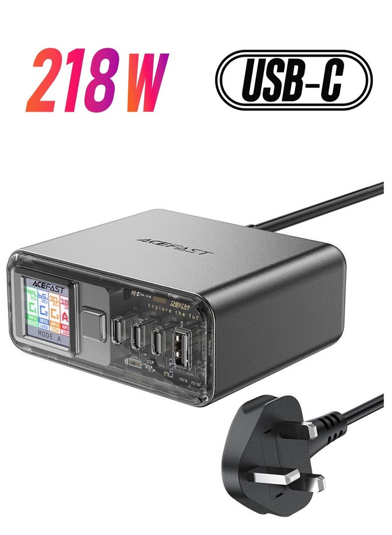 ACEFAST Desktop Power Station Z4 PD218W GaN 3xUSB-C+1xUSB-A UK Black - Image 1