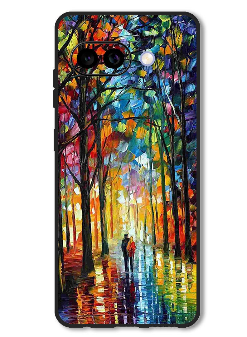 Theodor Case Compatible with Google Pixel 9A Protection Shockproof Bumper Cover Colorful  Art Couple - Image 1