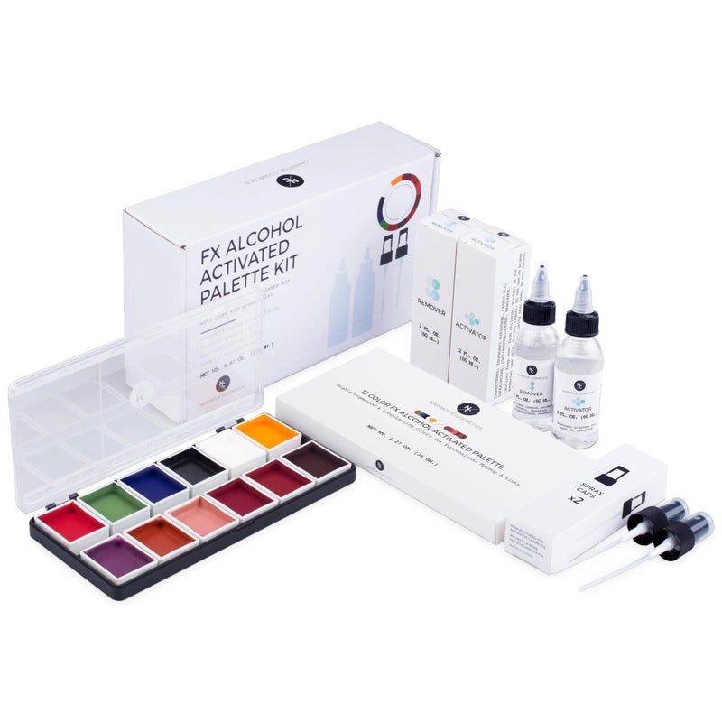 Narrative Cosmetics FX Alcohol-Activated 12 Colors Makeup Palette, Highly Pigmented Professional Makeup for the Stage, Film, Costumes, Cosplay, SFX, Performance Arts - Image 1