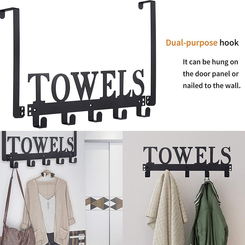 5-Hook Metal Wall Mounted Coat Rack Hooks for Entryway Kitchen Storage - Image 1