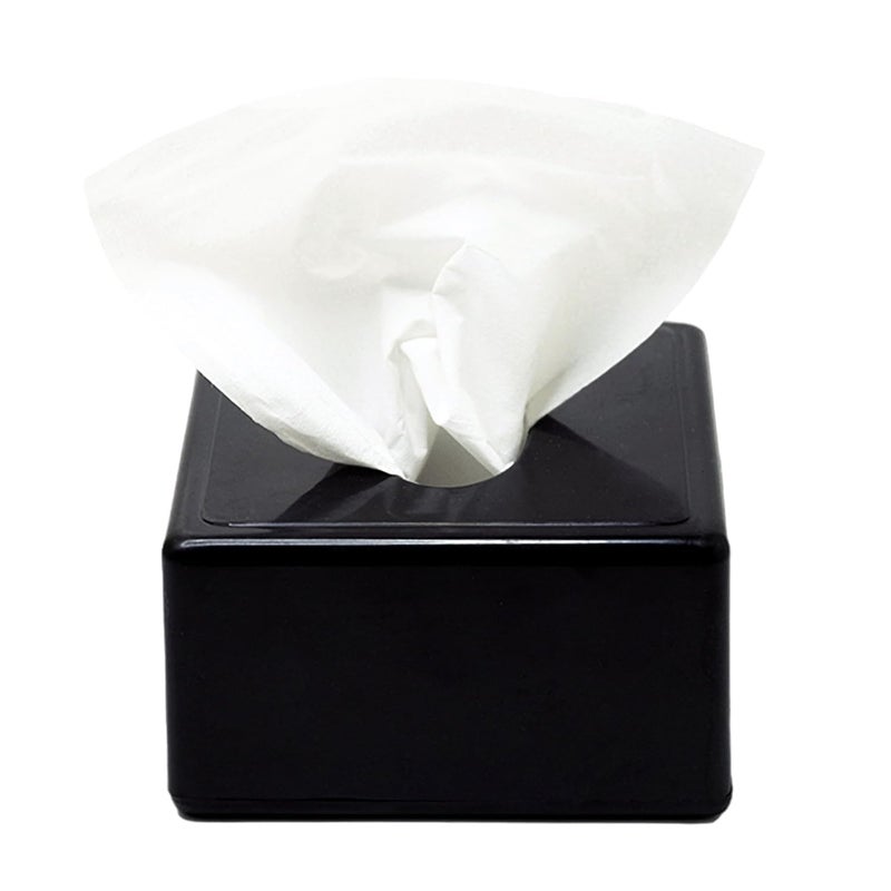 LUXURIA Square Facial Tissue Dispenser and Holder for Bathroom Vanity Countertops Bedroom Desks Tables 12 X 12 X 7 cms (Without Tissue) (Black)