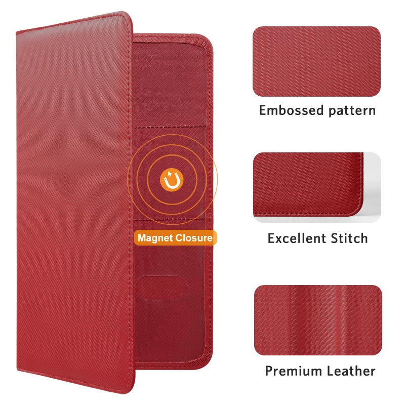 CoBak Car Registration and Insurance Holder - Vehicle Glove Box Car Organizer,Auto Truck Comparment Accessories Case with Magnetic Closure for Driver License,Cards, Carbon Red - Image 4