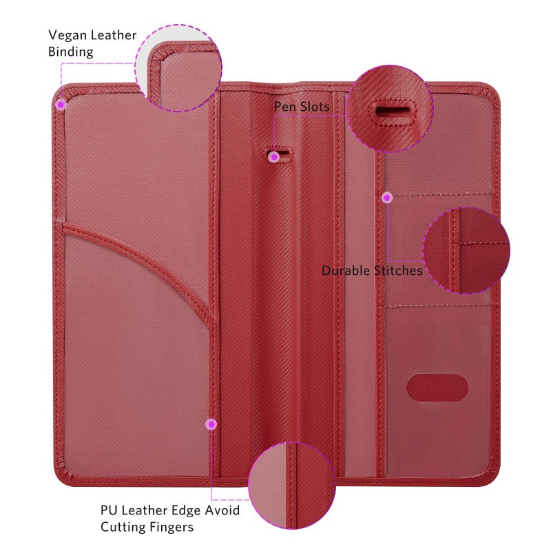 CoBak Car Registration and Insurance Holder - Vehicle Glove Box Car Organizer,Auto Truck Comparment Accessories Case with Magnetic Closure for Driver License,Cards, Carbon Red - Image 2