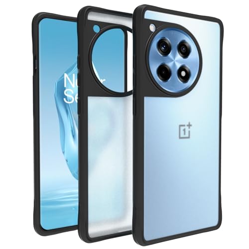 RIGGEAR Shockproof Tough Hybrid Armor Back Cover Case Compatible with OnePlus 12R (Frost Matte PC + Black TPU Bumper) - Image 1
