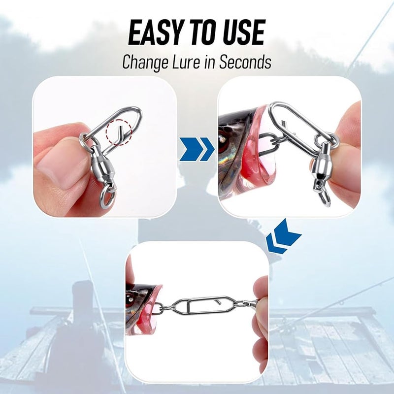 30 Pack Fishing Speed Clips Quick Change Snap Swivels With Ball Bearing Size 1 - Image 3