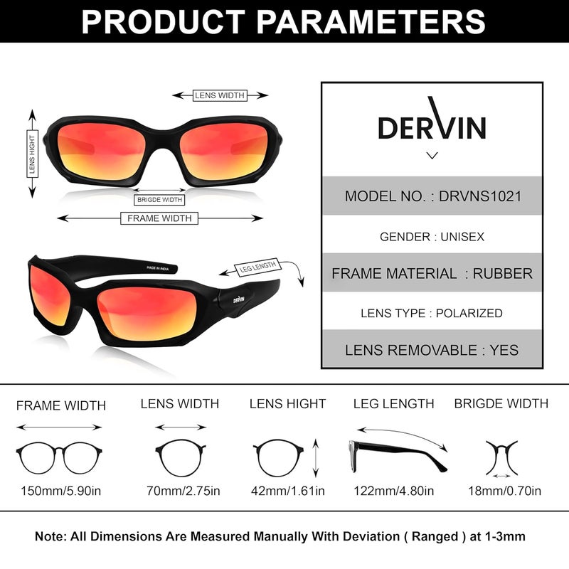 Dervin UV Protected Polarized Sports Sunglasses for Men & Women Driving Cycling Fishing Cricket Sunglasses - Image 5