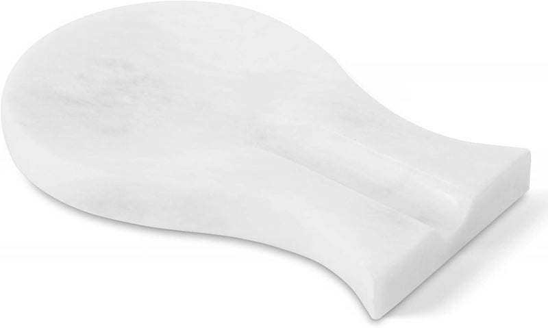 White Marble Spoon Rest for Kitchen Counter, Luxury Natural Stone Utensil Holder for Stove Top, Heat Resistant Ladle Rest, Modern Kitchen Decor Accessory