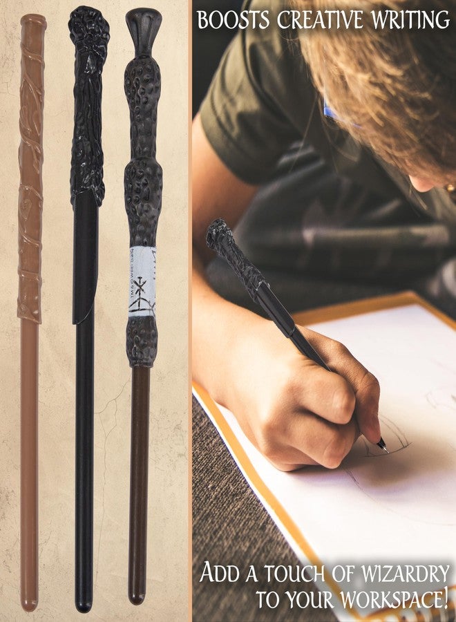 Harry Potter Levitating Wand Pens, Pack of 3 Magical Black Ink Ballpoint Wand Pens with Magnetic Display Stand, Dumbledore Hermione Gifts (Multi 3 Pcs) - Image 2