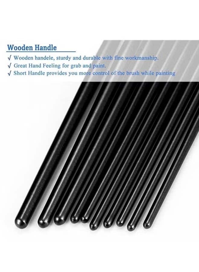 CHOWROAD 2 Pack 20 Pcs Round Pointed Tip Paintbrushes Nylon Hair Artist Acrylic Paint Brushes for Acrylic Oil Watercolor, Face Nail Art, Miniature Detailing & Rock Painting (Black) - Image 5