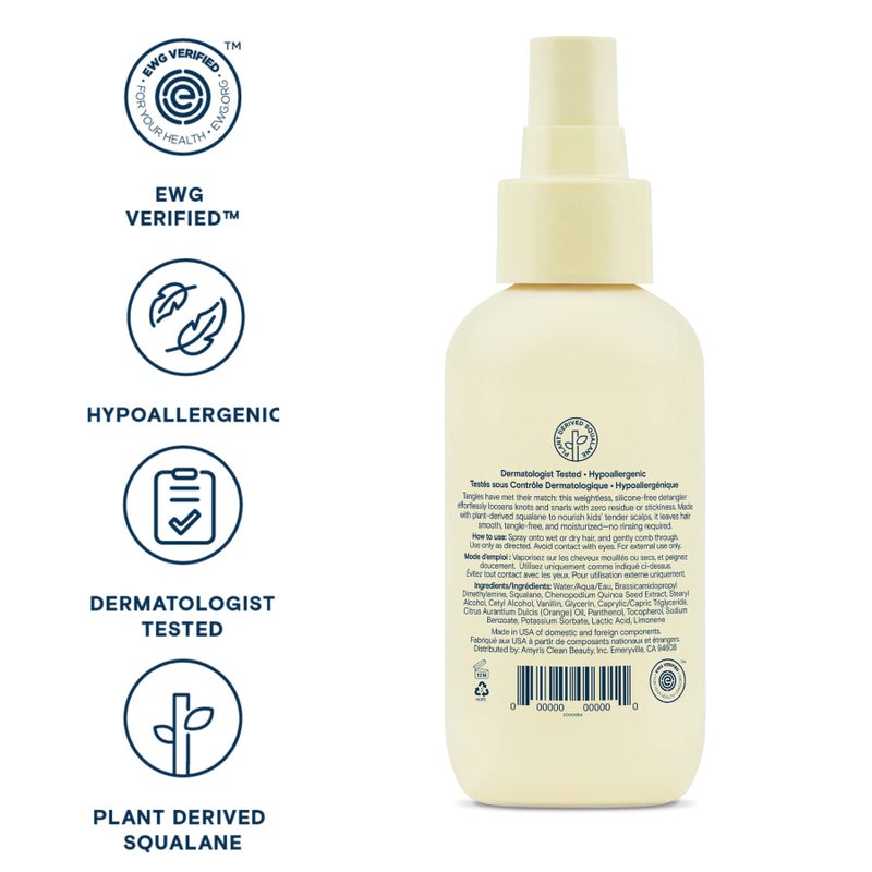 Pipette Leave-In Hair Detangler Spray for Kids, 4.4 Fl Oz, Silicone-free Detangling Spray with Squalane to Moisturize All Hair Types, Toddler and Kids Hair Products, Orange and Vanilla Scent - Image 3