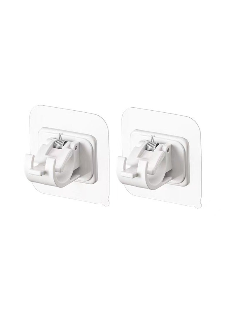 2Pcs Curtain Rod Hooks Punch-Free Towel Rod Bracket Curtain Rod Fixing Clip White - Image 1