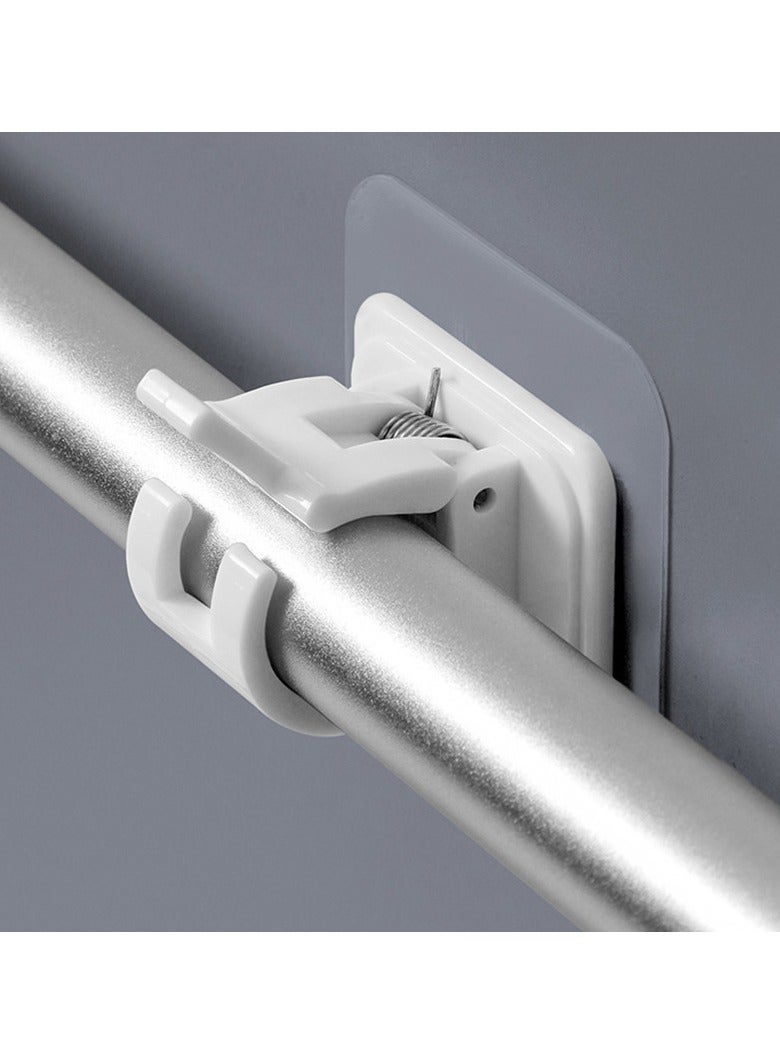 2Pcs Curtain Rod Hooks Punch-Free Towel Rod Bracket Curtain Rod Fixing Clip White - Image 2