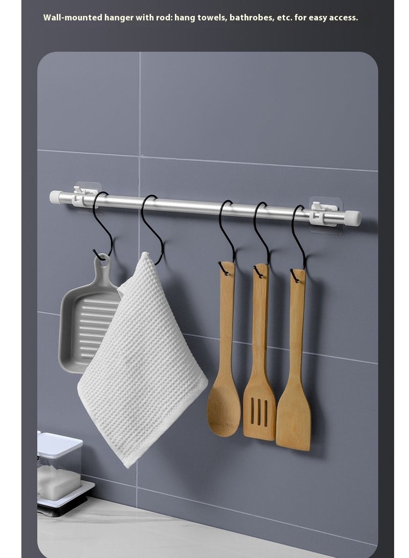 2Pcs Curtain Rod Hooks Punch-Free Towel Rod Bracket Curtain Rod Fixing Clip White - Image 5