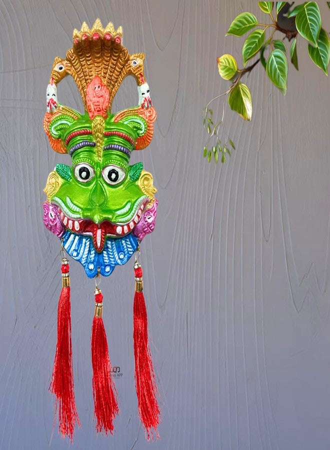 Salvus APP SOLUTIONS Metal Narsingh Kirtimukha Wall Hanging Face Mask Nazar Battu - Ward Off Evil and Invite Blessings (Green_3.5x6 INCH) - Image 1