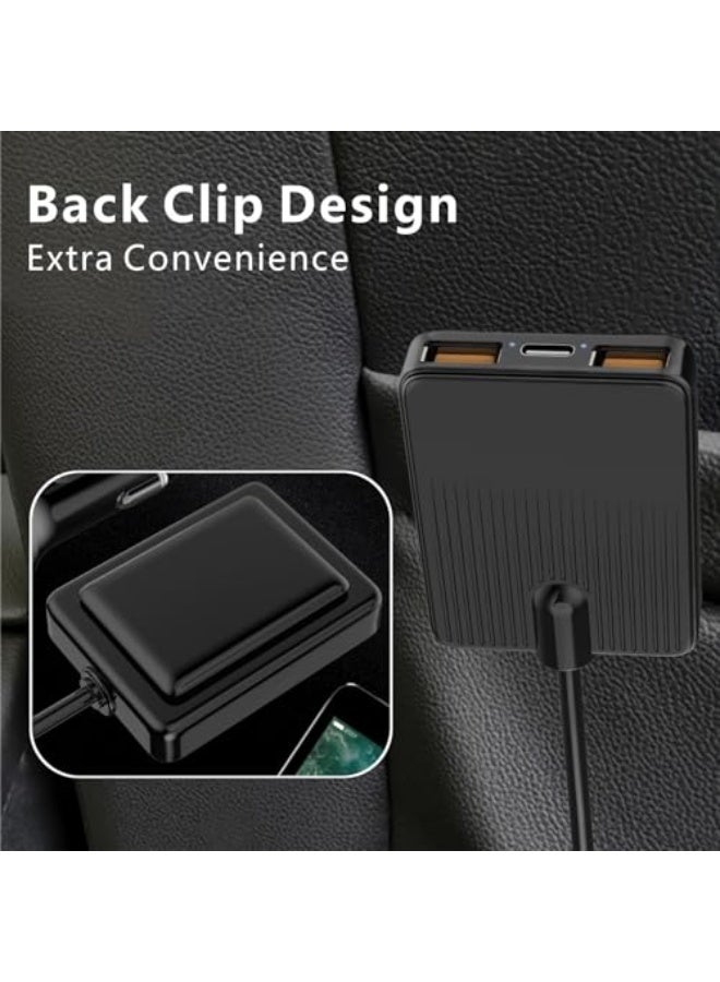 Car Charger Adapter QC 3.0 & PD 20W, USB C Car Phone Charger, 74W Cigarette Lighter Adapter with 4 Fast Charging Ports, 2 Meters Extended Cable, 12V Lighter Socket Plug for iPhone, iPad,Samsung,Huawei - Image 5