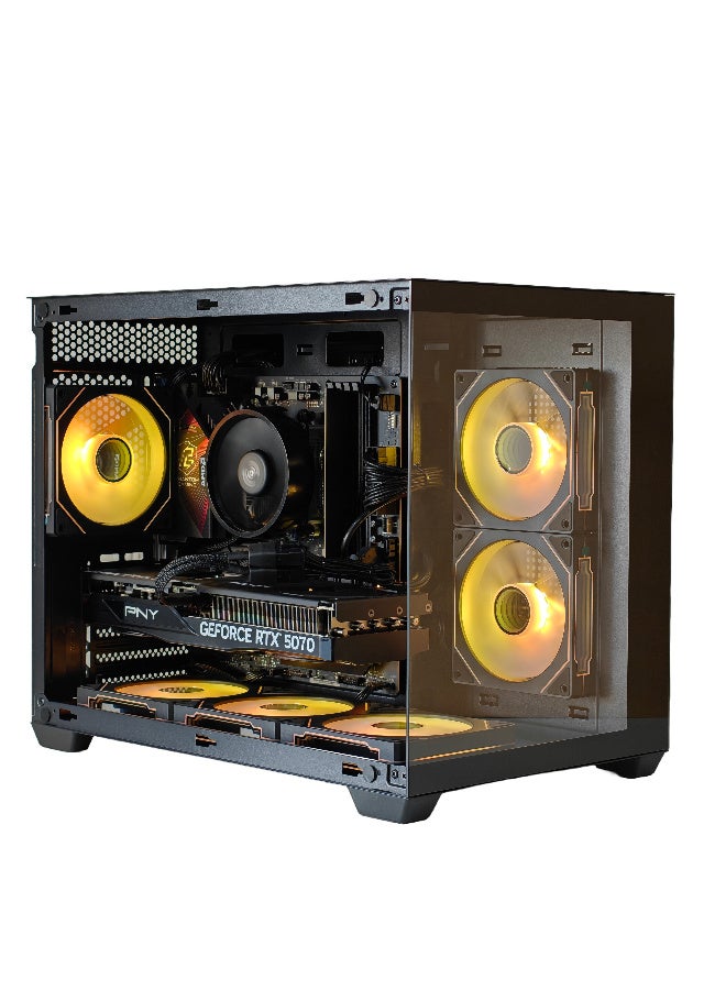  موستيك للتجارة العامة ذ م م جهاز كمبيوتر للألعاب بمعالج Ryzen 5 7500F بتردد يصل إلى 5.0 جيجاهرتز | بطاقة رسومات RTX 5070 بسعة 12 جيجابايت GDDR7 | قرص SSD بسعة 1 تيرابايت NVMe M.2 | ذاكرة وصول عشوائي (RAM) بسعة 16 جيجابايت DDR5 بتردد 5600 ميجاهرتز | مبرد المعالج الأصلي | نظام التشغيل Windows 11 Pro black - Image 1