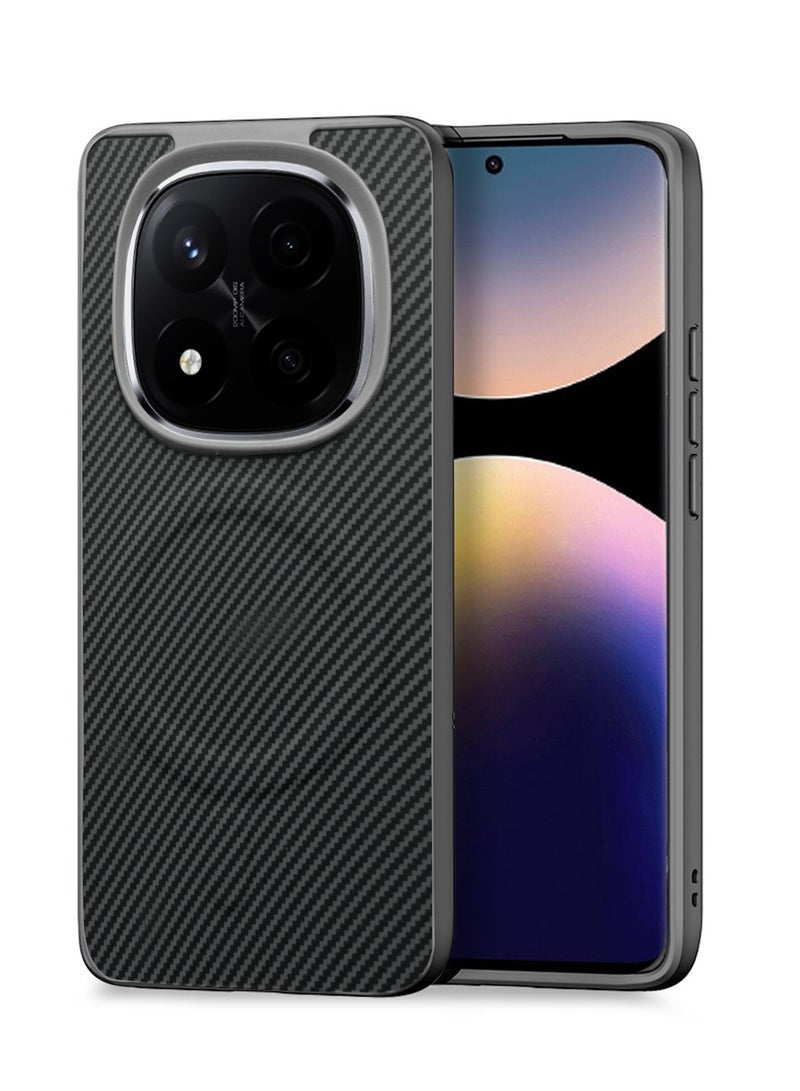 Wtech Xiaomi Redmi Note 14 Pro+ 5G 2025 Soft Silicone Carbon Fiber Magsafe Protective Back Case Cover (MCFPSN) - Grey - Image 1