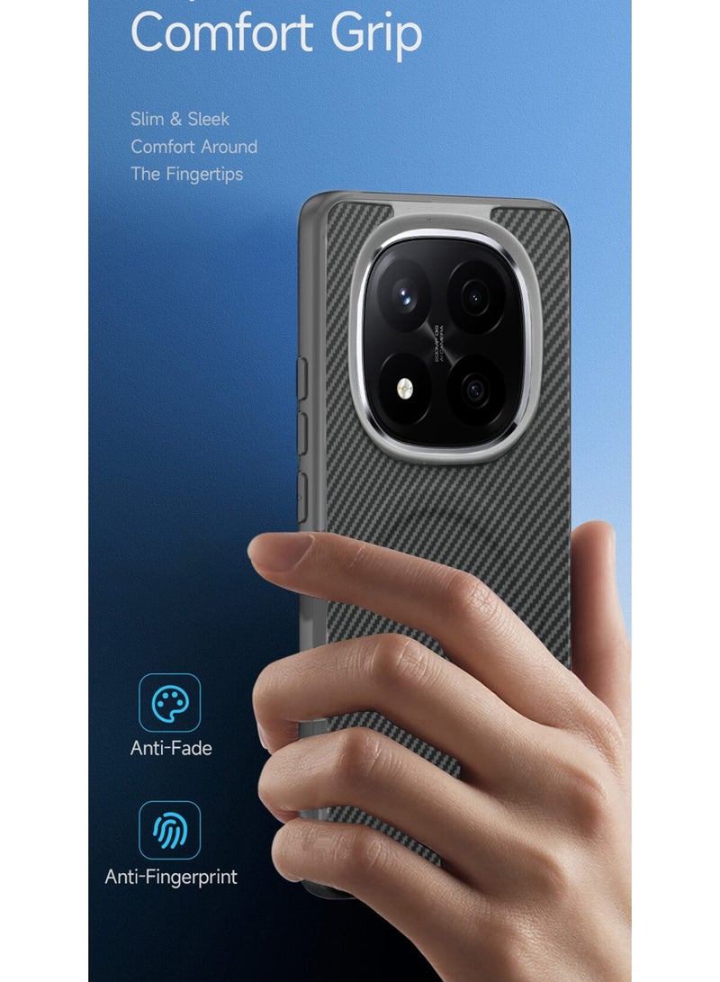 Wtech Xiaomi Redmi Note 14 Pro+ 5G 2025 Soft Silicone Carbon Fiber Magsafe Protective Back Case Cover (MCFPSN) - Grey - Image 3