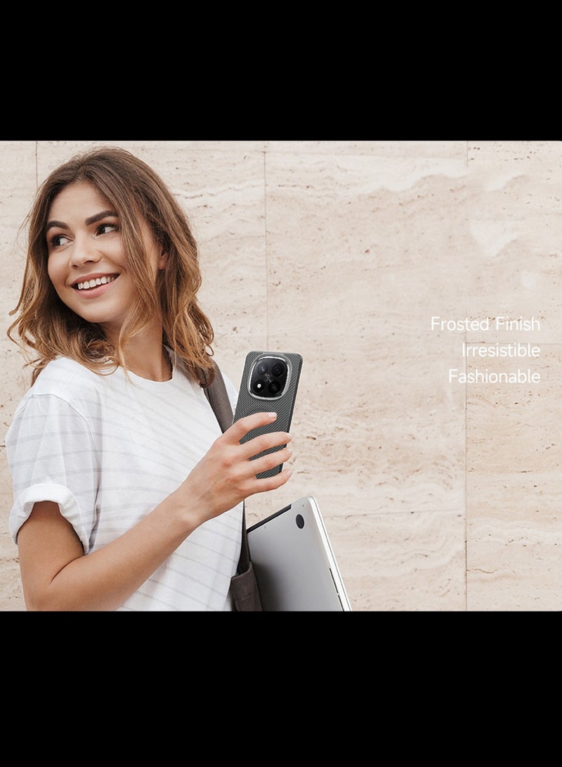 Wtech Xiaomi Redmi Note 14 Pro+ 5G 2025 Soft Silicone Carbon Fiber Magsafe Protective Back Case Cover (MCFPSN) - Grey - Image 4