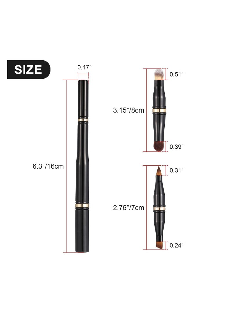 KASTWAVE مجموعة فرش مكياج عيون 4 في 1، فرشاة شفاه للسفر المحمولة، فرشاة محدد الحواجب، فرشاة خافي عيوب للظل، فرشاة مكياج للوجه لمستحضرات التجميل، الأساس، الخافي، البودرة - Image 4