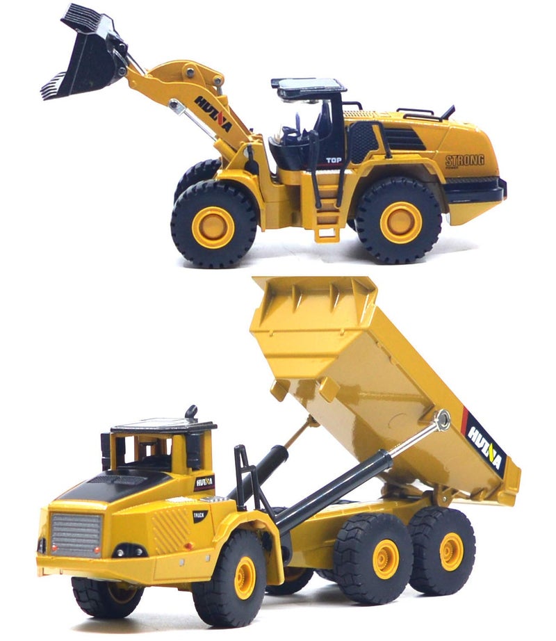 Ailejia Ailejia (engineering car suit 2) - 1/50 Scale Construction Vehicles Dump Truck Mechanical Loader Alloy Models Construction Vehicle Model Engineering Car Toy Boy Gift (Engineering car Suit 2)  - Image 1