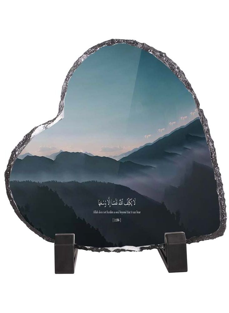 Service Zone Protective Printed White Heart Shape Marble Photo Frame for Table Top Quraan Aayat 