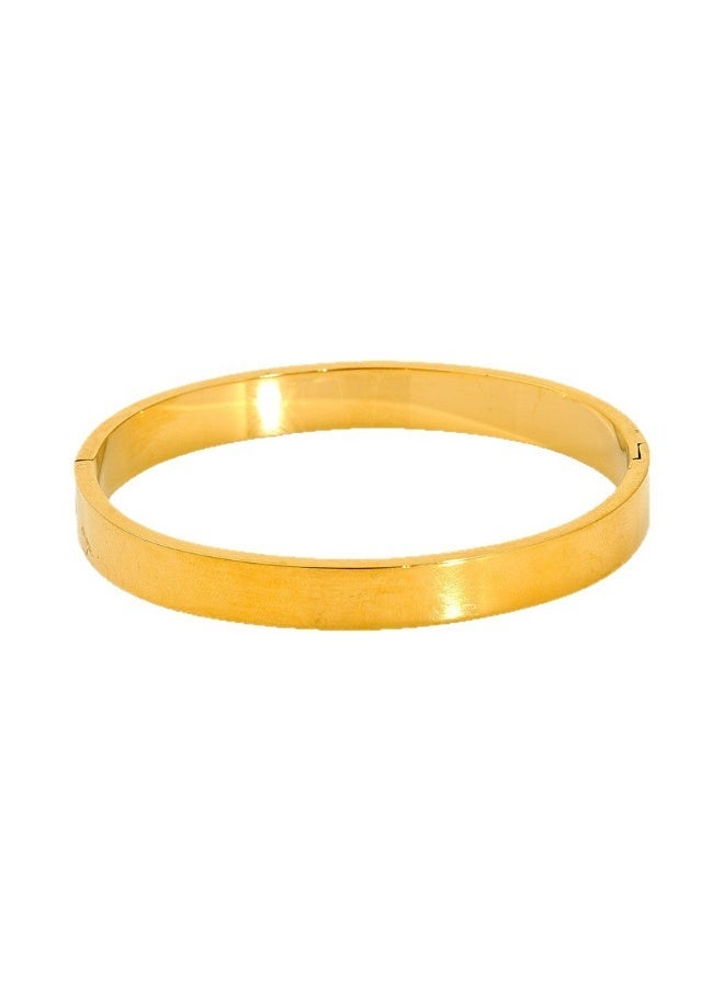 AMETOER Stainless Steel Round Buckle Bracelet | High-End Niche Design | 18K Gold Plated Polished Fashion Jewelry 8mm Width - Image 1