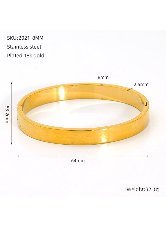 AMETOER Stainless Steel Round Buckle Bracelet | High-End Niche Design | 18K Gold Plated Polished Fashion Jewelry 8mm Width - Image 5