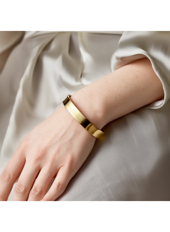 AMETOER Stainless Steel Round Buckle Bracelet | High-End Niche Design | 18K Gold Plated Polished Fashion Jewelry 8mm Width - Image 3
