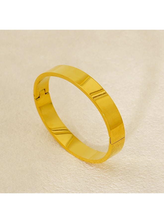 AMETOER Stainless Steel Round Buckle Bracelet | High-End Niche Design | 18K Gold Plated Polished Fashion Jewelry 8mm Width - Image 4