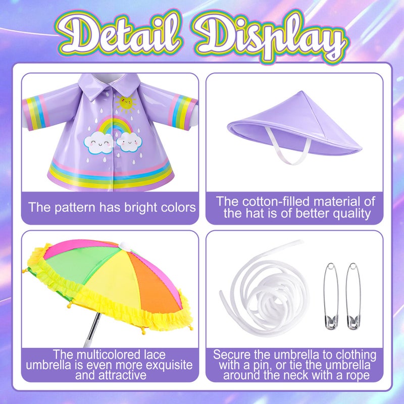 DECOHS 3 Pcs/Set Raincoat Porch Goose Outfits, Summer Lawn Goose Statue Raincoat Costume, Yard Goose Clothes Raincoats Umbrella Hat Outfit for 23" Statue Patio Garden Decoration (Purple) - Image 3
