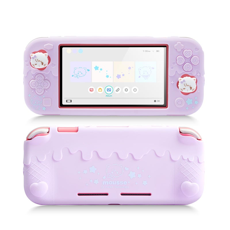 GeekShare Silicone Protective Shell Compatible with Switch Lite, Sweet Soft Ice Cream Cover Case for Switch Lite with 2 Thumb Grip Caps - Purple Mikko - Image 1