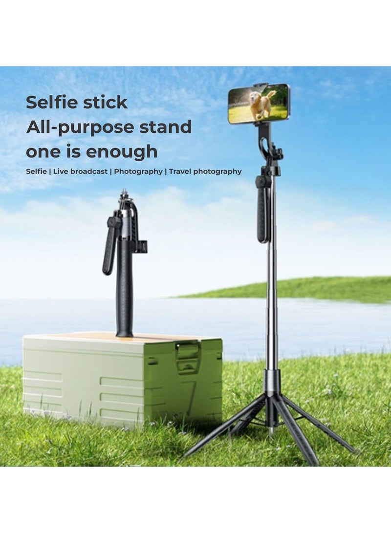 Remax Mena Phone Tripod Stand 360 Rotatory Gimbal For iPhone Samsung Xiaomi Huawei Foldable Phone Holder Universal Travel Tripode Stand for Live Streaming, 1.8 Meters (Black) - Image 2