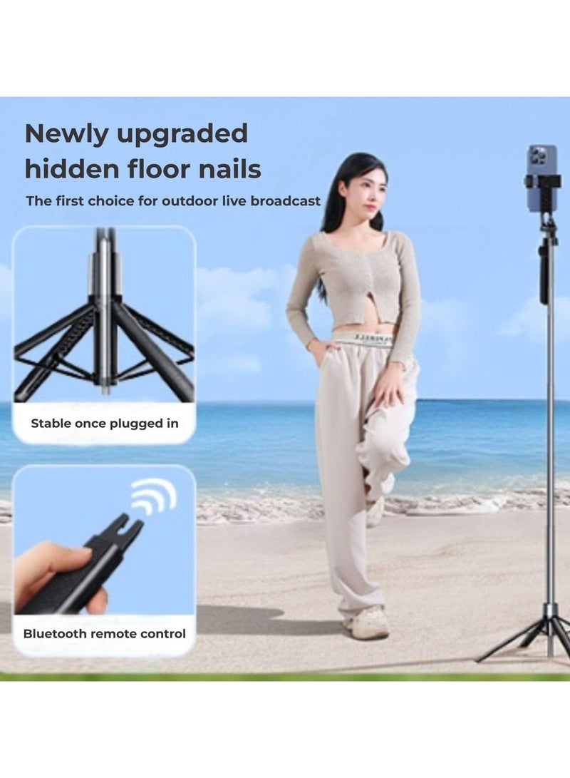 Remax Mena Phone Tripod Stand 360 Rotatory Gimbal For iPhone Samsung Xiaomi Huawei Foldable Phone Holder Universal Travel Tripode Stand for Live Streaming, 1.8 Meters (Black) - Image 4