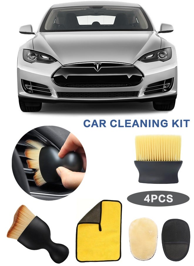 Sweet Life - Car Detailing Brush Set Auto Interior Dust Brush and Microfiber Soft Fleece Car Wash Gloves for Cleaning Automotive Dashboard Air Conditioner Vents Leather Computer - Image 1